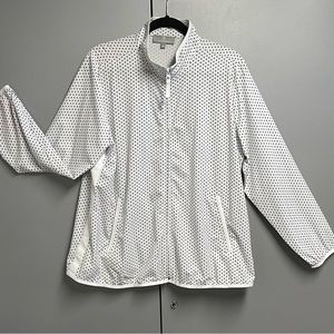 T by Talbots Lightweight Jacket White with Black Polka Dots Size X